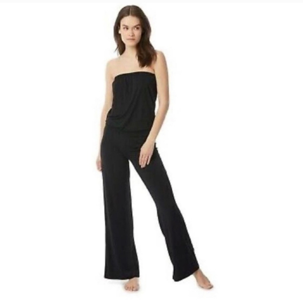 CARMEN MARC VALVO bandeau jumpsuit romper cover up in Olive Green. Size large